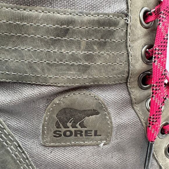 Sorel Gray Lexie Wedge Boots Women's Size 10 NL3046‎ EUC Grey Pink Lace - Picture 6 of 11